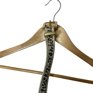 VINTAGE Belt sz Medium Leopard Print Neutral Colors Goldtone Hardware